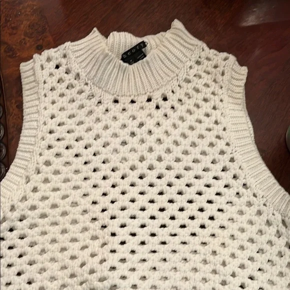 Theory Mayleen knit White Sleeveless Crochet Top vest small - Picture 2 of 6